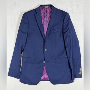 Indochino 40R Slim Fit Navy Blazer Sports Coat with Pink Lining